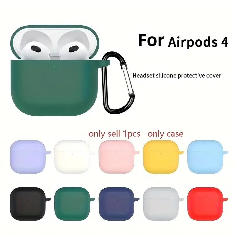 Silicone Earphone Case with Hook, Shockproof Earphones Protective Cover, Earphone Protector for AirPods 4, Earphone Accessories, Headset, Headphones, Protection