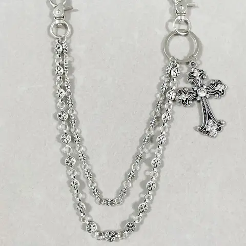 Punk Rock Metal Waist Chain, Unisex Hip Hop Jewelry Gift Pendant, Large Ring Wallet Keychain, Jeans Accessory, Gender Neutral, Punk Aesthetic, Key Rings, Keyrings