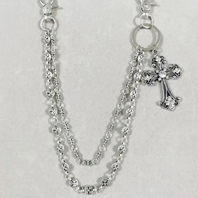 Punk Rock Metal Waist Chain, Unisex Hip Hop Jewelry Gift Pendant, Large Ring Wallet Keychain, Jeans Accessory, Gender Neutral, Punk Aesthetic, Key Rings, Keyrings