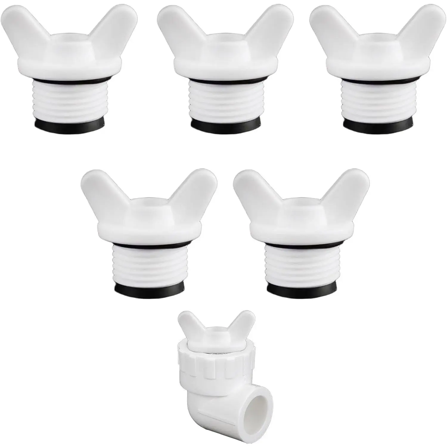 5 count 1/2 Pipe Plug Male Thread Caps and Plugs for Garden Sprinkler and Water Hose NPT End Stopper for Irrigation Tubing  White 3/4" ID Fittings for Outdoor Use