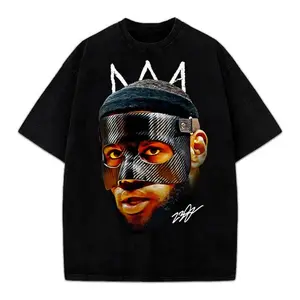 Bron James Mask Masked Bron Basketball Graphic Design King T-Shirt Crewneck Cotton