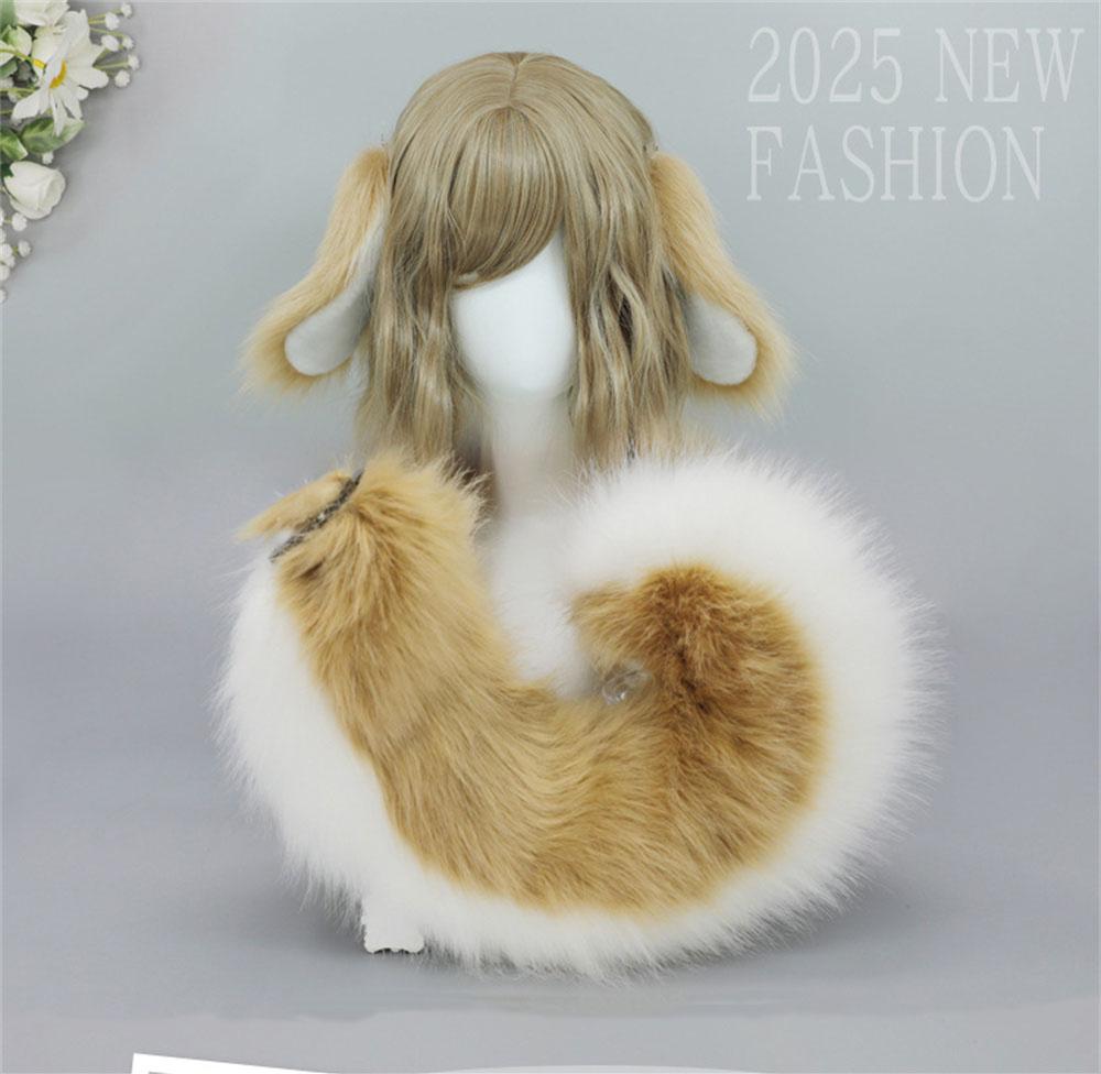 5 Colors Shepherd Dog Tail Cute Furry Animal Shiba Tail Waist Ornament Party Costume Pet Puppy Plush Tail Cosplay Accessories Masks Red