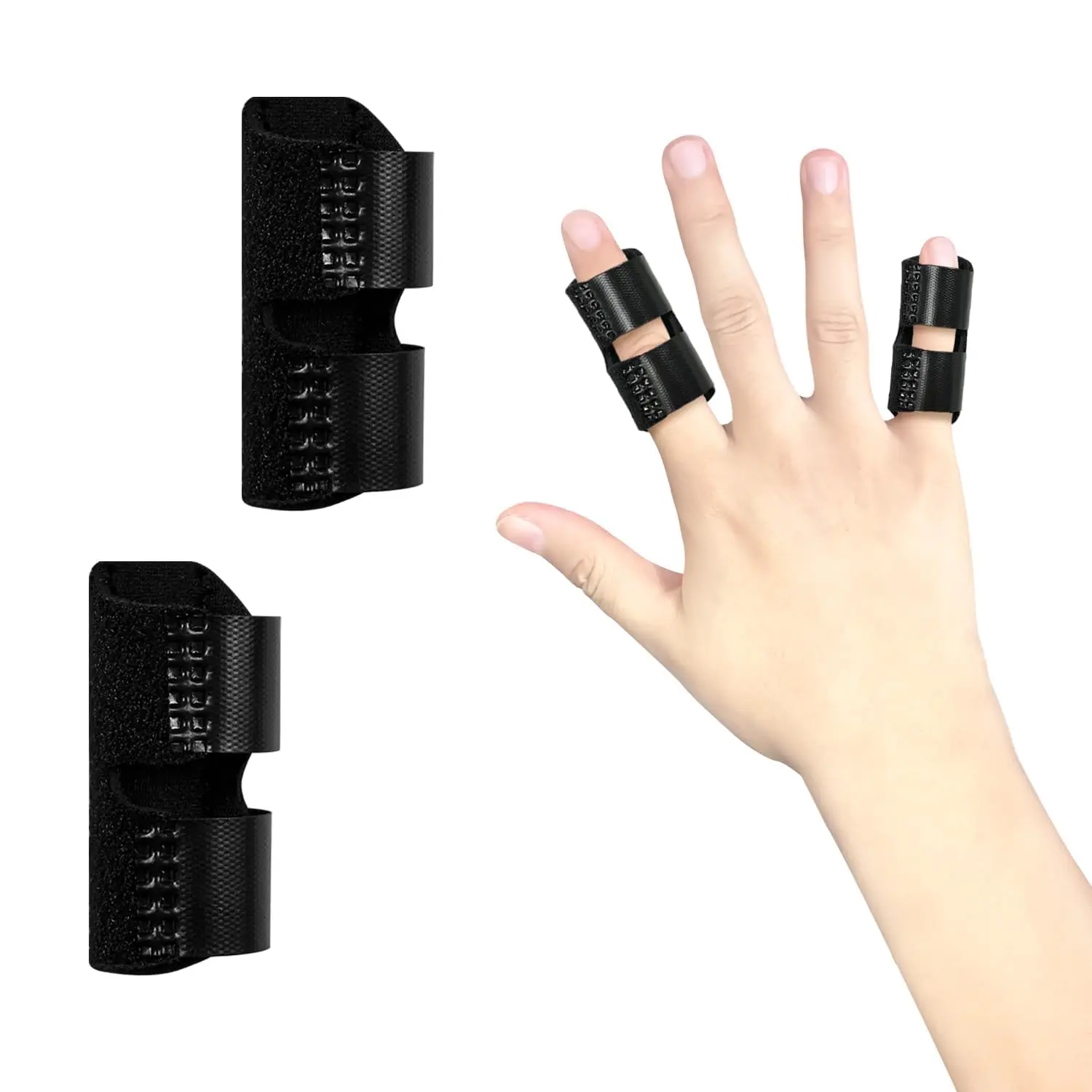2 PCS Small Finger Splint, Adjustable Trigger Finger Splint, Straightener for Broken Strained Arthritis for Pinky, Index Splints for Teenagers and Women (Black)