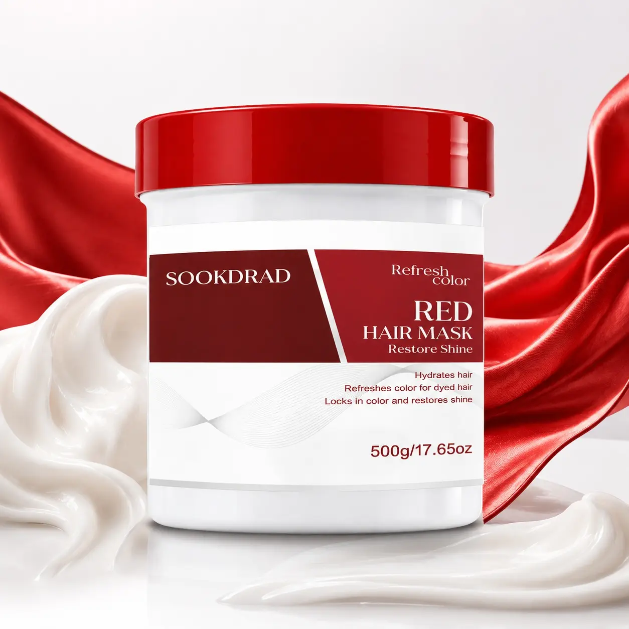 Red Hair Mask, Refresh dyed hair color, Lock in color, Hydrate hair, Restore Shine, 500g