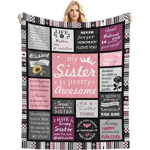 Sister Birthday Gifts Blanket from Sis– 310GSM Lightweight Plush Fuzzy Cozy Soft Warm Flannel Throw for Sister Adults, Thoughtful Present for Birthday Christmas, 60"x80"