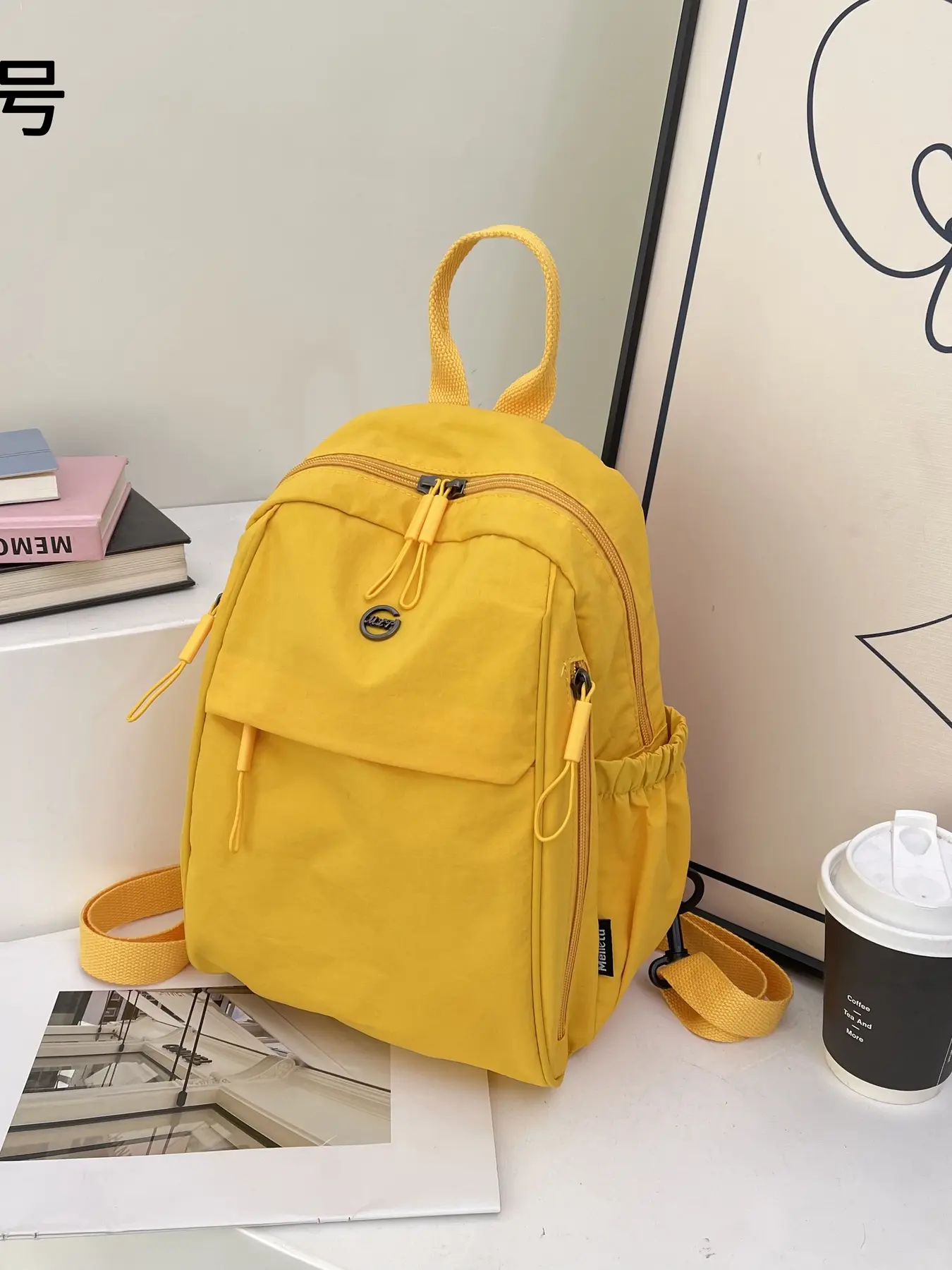 Lightweight Waterproof Nylon Small Backpack for Women - Minimalist Solid Color Versatile Daypack, Multi Layer Storage for Daily Shopping Commute, Casual Lightweight Backpack