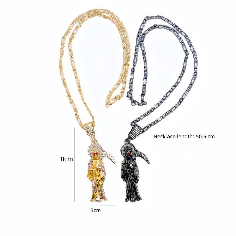 Santa Muerte Pendant | Popular St. Jude Necklace, Figaro Chain with Spiritual Symbolism, Unique Charm for Men & Women, Faith, Protection & Everyday Wear