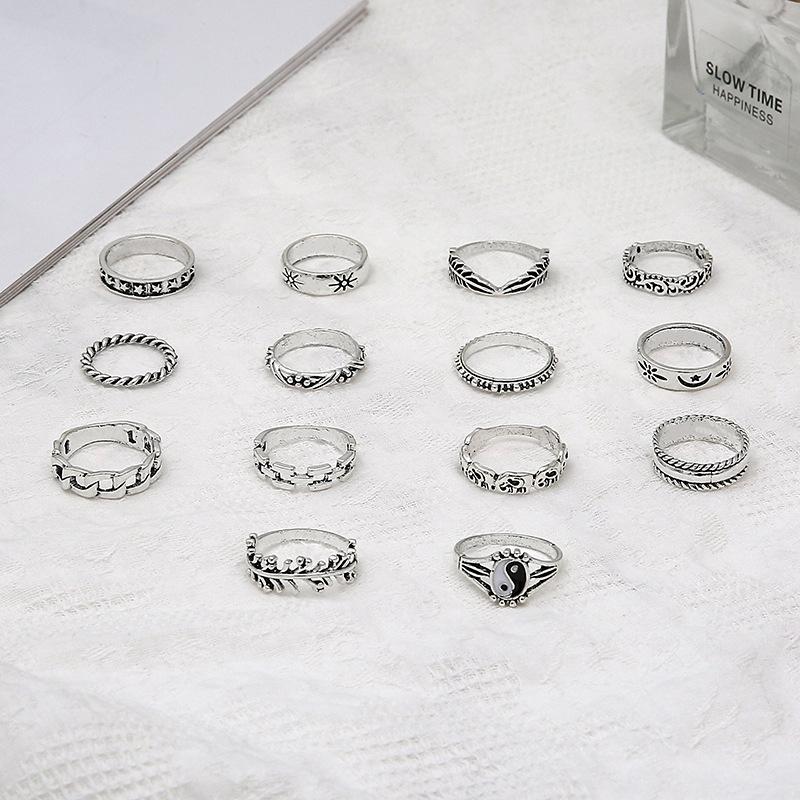 15 Pcs Vintage Boho Stackable Silver Ring Set, Gothic Punk Stacking Rings, Hypoallergenic Y2K Jewelry for Women
