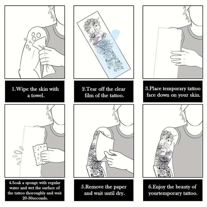 Ancient Myth Pattern Temporary Tattoo Sticker, 6 Sheets Long Lasting Fake Tattoo Sticker, Body Art Sticker for Arm & Leg