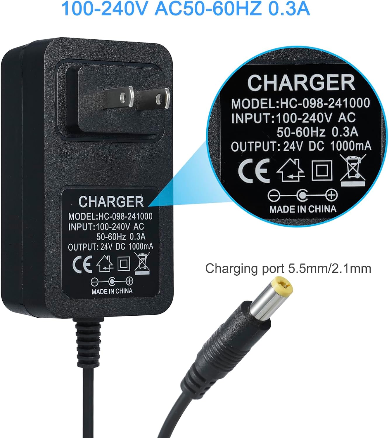 BASIC SUPPLY 24V  Charger for Ride on Toys,24V Charger for Ride on   Choice Products SUV  Accessories,24    Charger with   Light for  Carriage Ride