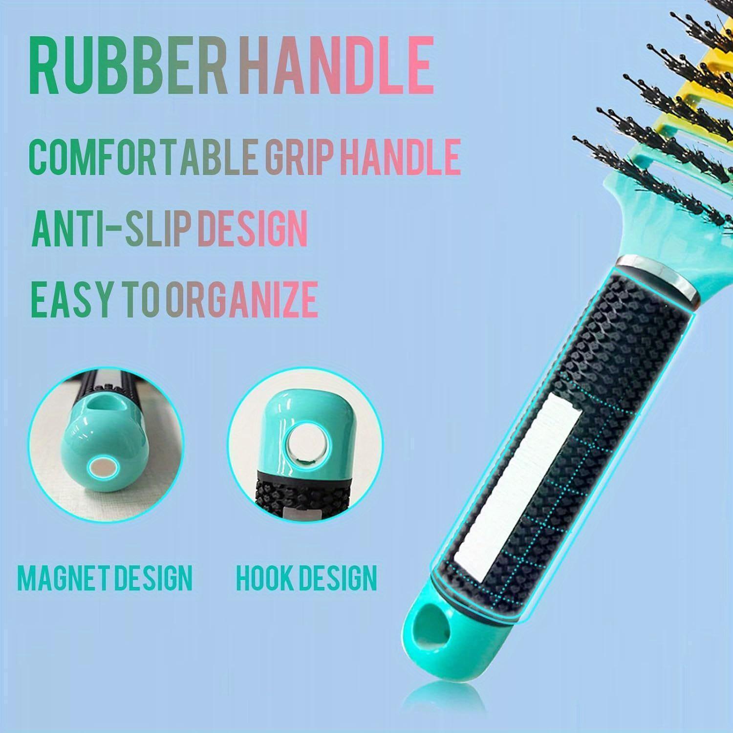 2PCS Flexible Nylon Bristle Hair Comb,Detangling Brush Set for Women,Massage Hollow Comb for Normal Hair, ABS Handle, Detangle Brush, Unentanglement