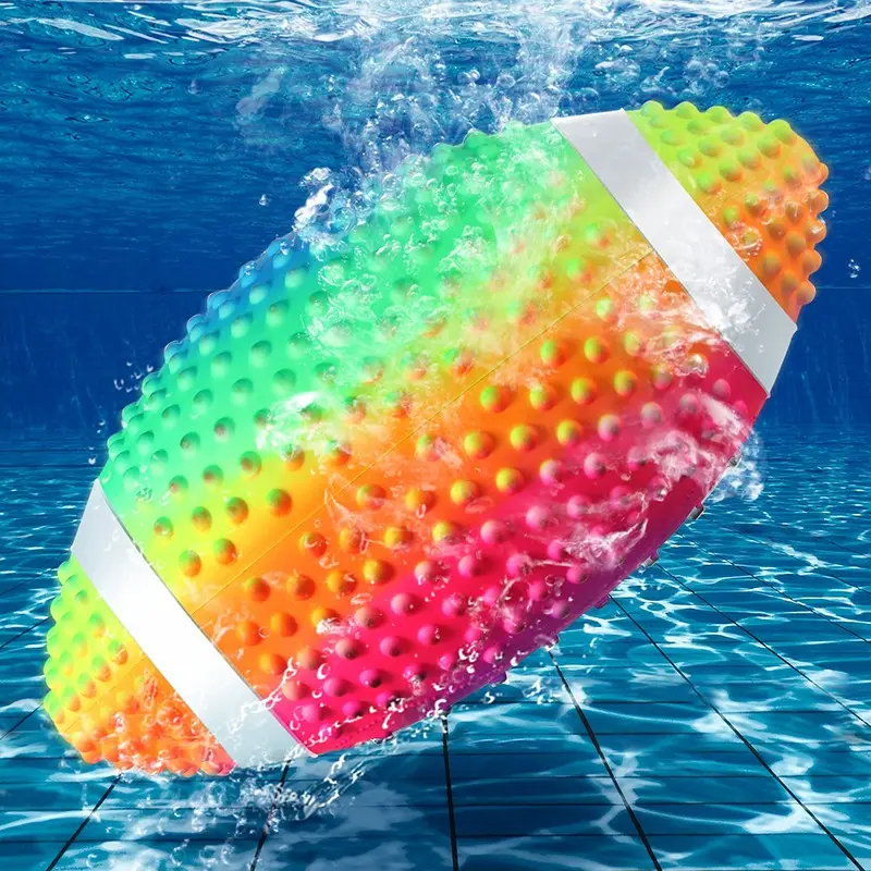 Water Soccer Pool Toy, Swimming Pool Ball, Football Shape Glow Ball, Dive Game, Waterproof Party Ball, Adult Outdoor Beach Game, Rainbow Color