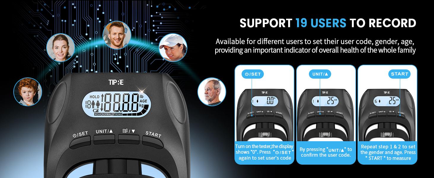 AGS 396lbs/180kg Grip Strength Tester, Hand Grip Dynamometer, Digital Grip Strength Tester with LCD Display, Adjustable Hand Grip Training Gauge, Hand Grip Testing for Sports Home School Use