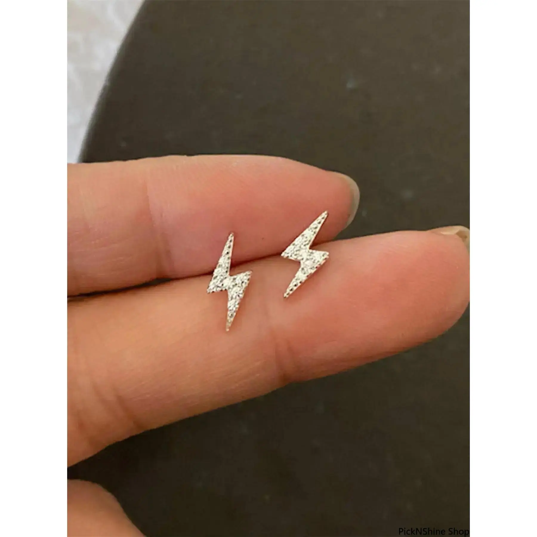 Dainty Lightning Bolt Stud Earrings for Women, Cute Silver-Tone Copper with Sparkling CZ, Secure Jewelry for Daily Wear & Party, Anniversary, Cute Lightning Bolt Shape
