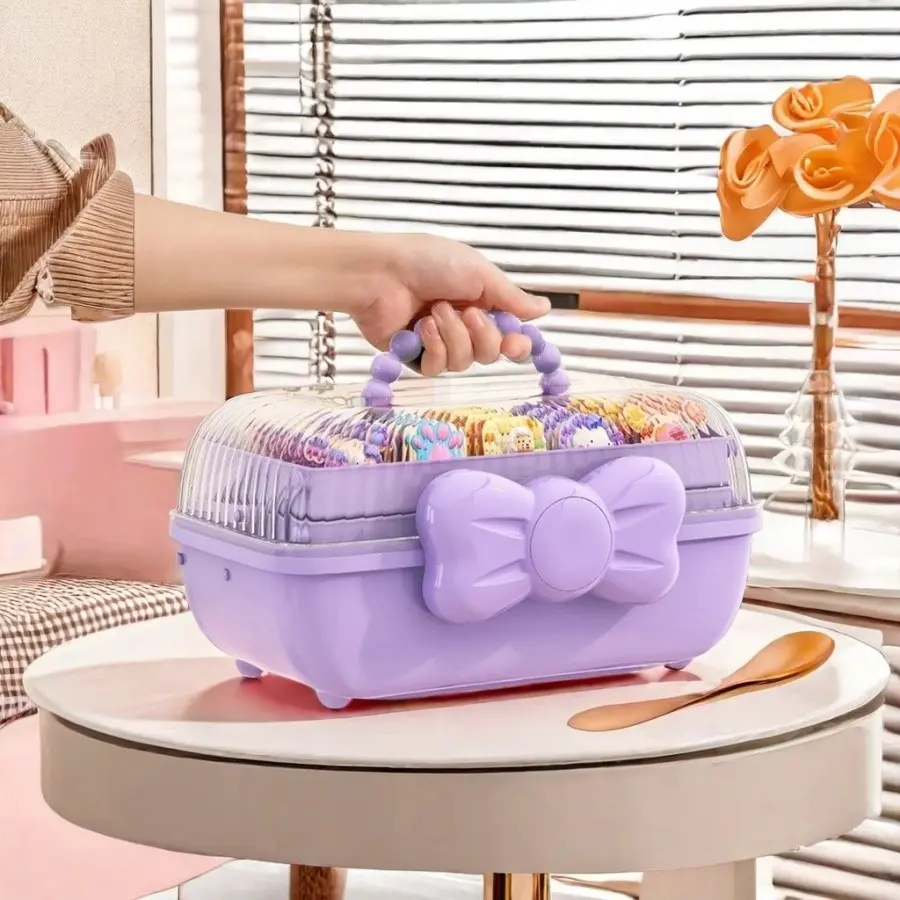 Large Capacity Hair Accessory Storage Box, Transparent Lid Layered Desktop Organizer, Home Use for Headbands Necklaces Greetings Cards