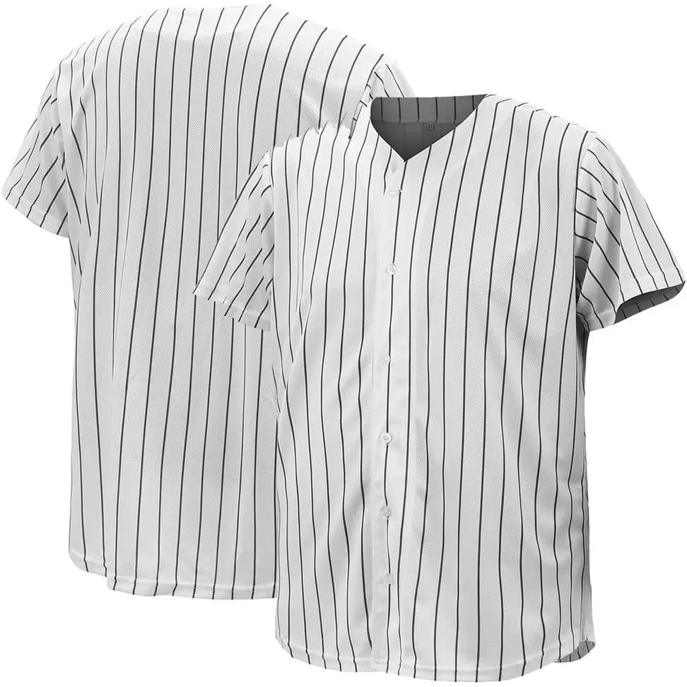 Mens Womens Blank Plain Button Up Baseball Jersey Hip Hop Sports