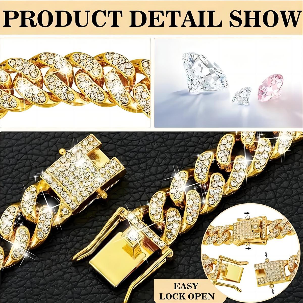 Rhinestone Decorated Dog Chain Collar, 1pc Dog Necklace, Pet Jewelry Accessories Suitable for Small, Medium, and Large Dogs and Cats