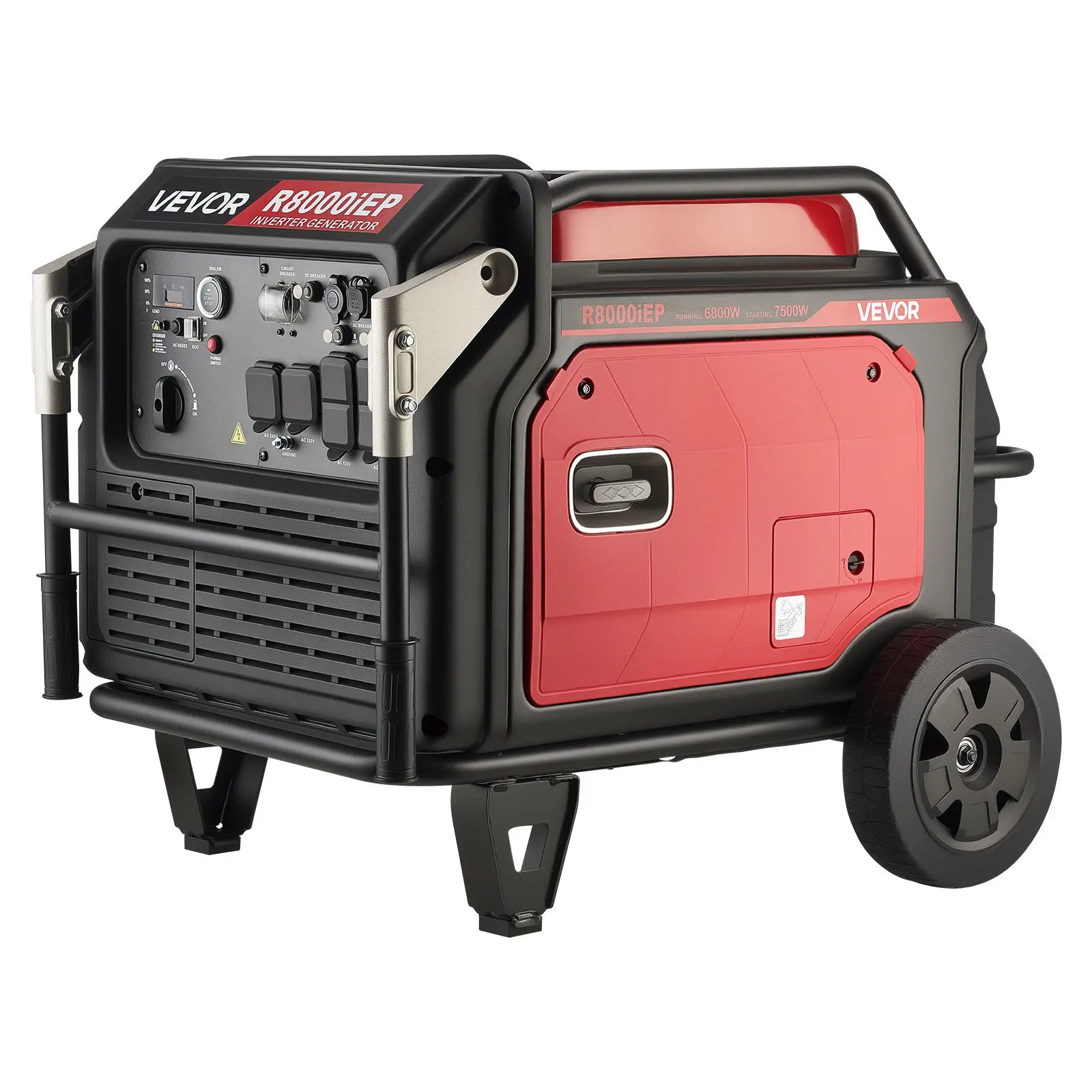 VEVOR Inverter Generator, 10KW Peak Watt Inverter Generator, Remote Start Inverters Generators for Home Outdoor, Gas Powered, Stable Power, CO Sensor, RV Ready 1A 2.1A Outlet (6.8KW Operating Power)