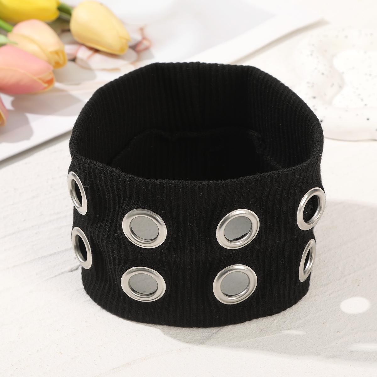 AWAYTR Harajuku Y2K Punk Girl Punk Grunge Hollowed Out Eyelets Wide Headband Elastic Headbands Fashion Steampunk Gothic Sports Headbands Hair Accessories