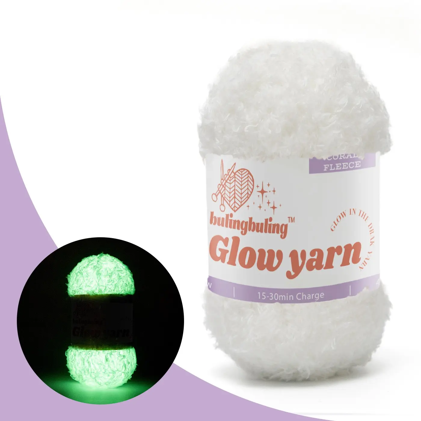 Coral Fleece Yarn for Crochet, Glow-In-The-Dark Yarn, 48m/50g, Polyester Fiber, Soft and Fluffy, Ideal for Beginners, Christmas Gift