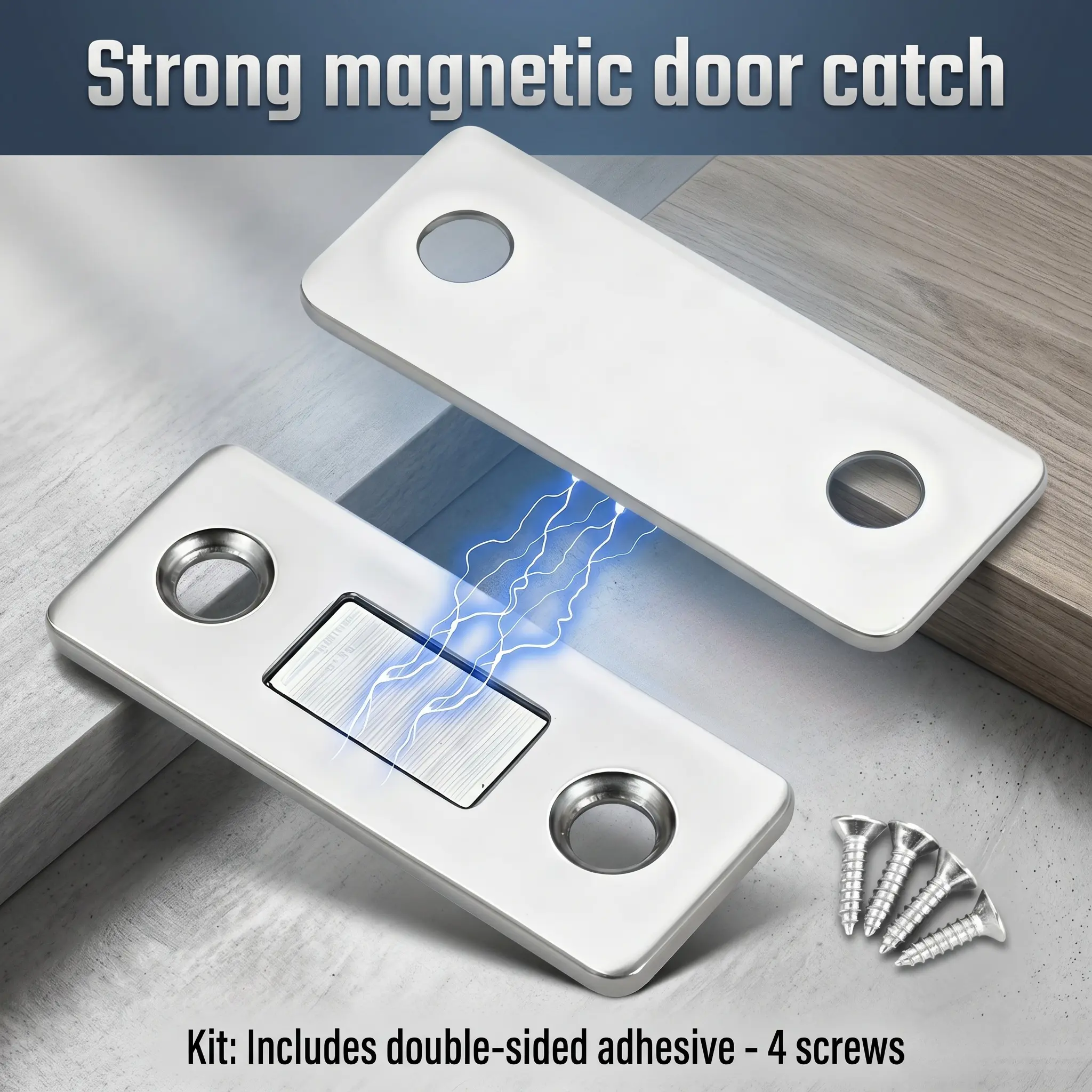 4 & 8 SET Ultra-Thin Cabinet Door Magnetic Latch, Drawer Magnetic Closure, Kitchen Cupboard Door Magnet, Magnetic Door Catch with Screws, Door Hardware-YY1