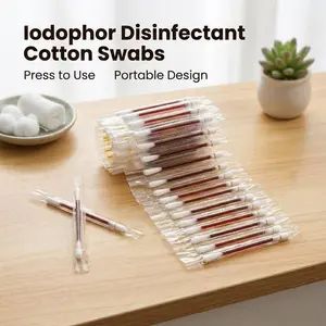 🩹 Individually Wrapped Iodine Cotton Swabs｜Portable First Aid Swabs for Travel, Pet Care, Outdoor Use, 50 Count