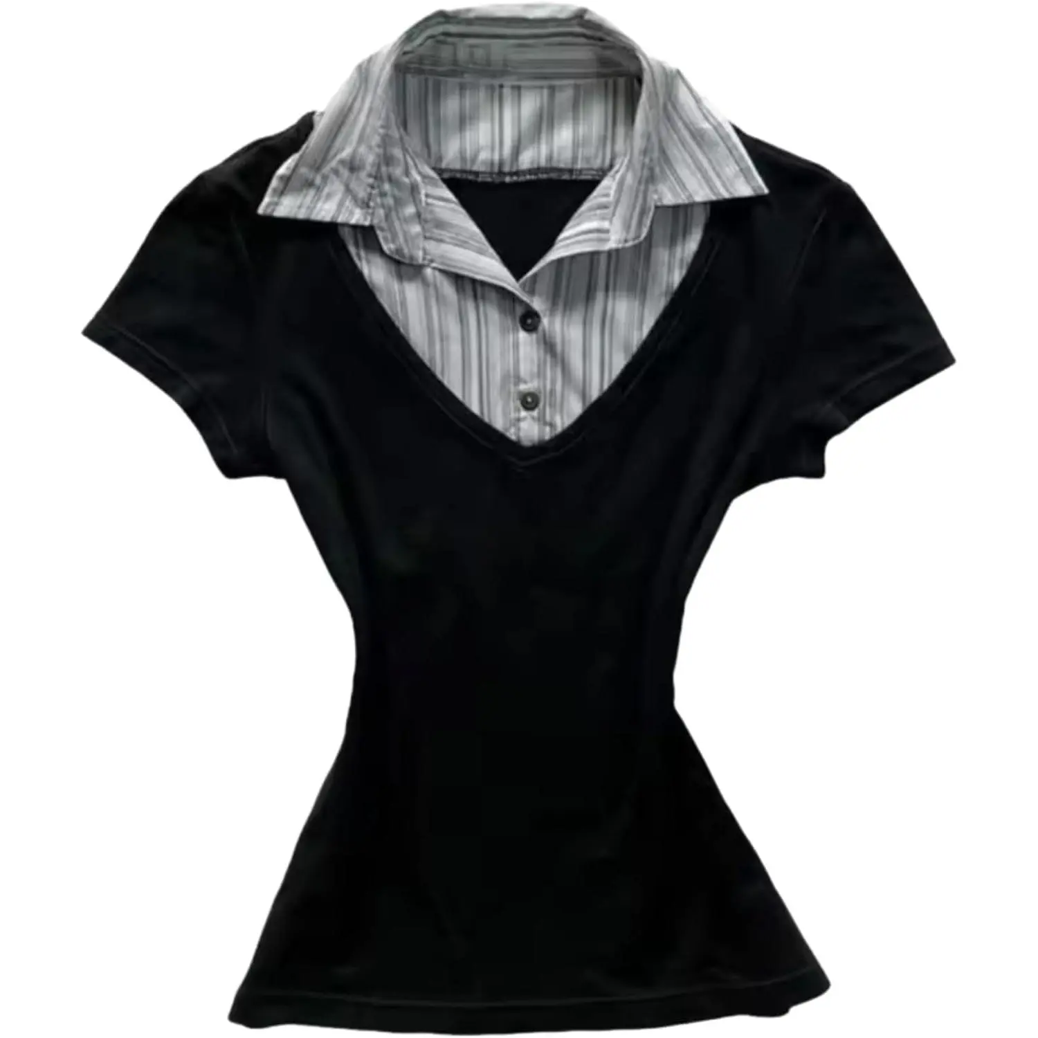 Vintage Alt Graphic Tees Y2k Grunge Polo Shirts Teen Girls Women Whimsy Twee 2000s Short Sleeve Collared Tops