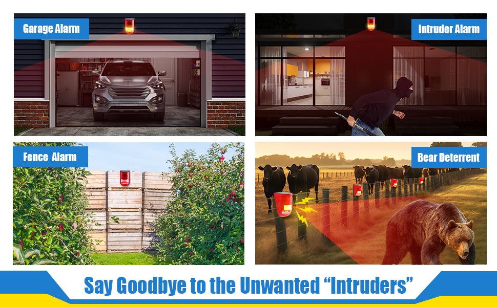 Solar Motion Sensor Alarm Siren, 129dB Outdoor Security Alert with 6 LED Flash Warning, Dual Solar and DC Charging : Industrial & Scientific