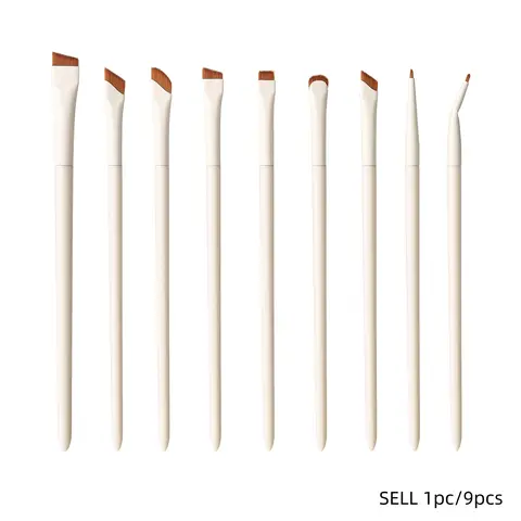 Porcelain White Sickle Eyeliner Brush Angled Fine Blade Makeup Brush, Cosmetic Brush, Eye Brushes For Makeup, Eyebrow Brush Extra Thin Precise Brush Head Draw Fine Eyeliner and Brows Beginner Friendly Clean Lines Makeup Brushes Set