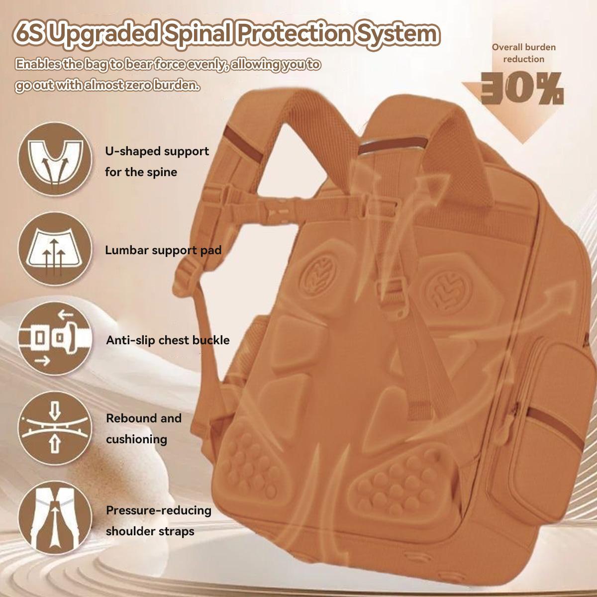 Cartoon Bear Pattern Backpack, 1 Count Large Capacity Waterproof with 6 Counts Badge & 3 Counts Cards & 1 Count Plush Pendant, Cute Versatile Backpack, Wear-resistant and Dirt-resistant Backpack for Students