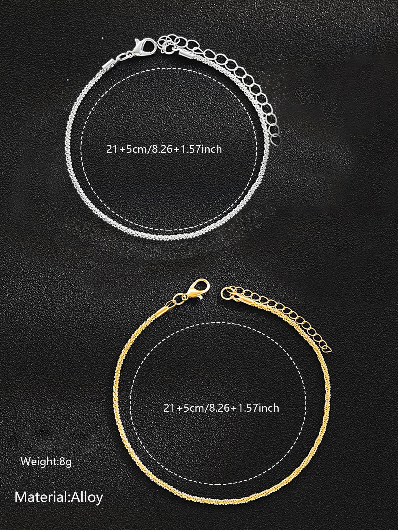 Fashion Rope Chain Anklet, Dainty Layered Anklet, Elegant Glitter Zinc Alloy Anklet for Women & Girls, Fashion Jewelry, Trendy All-match & Exquisite Jewelry