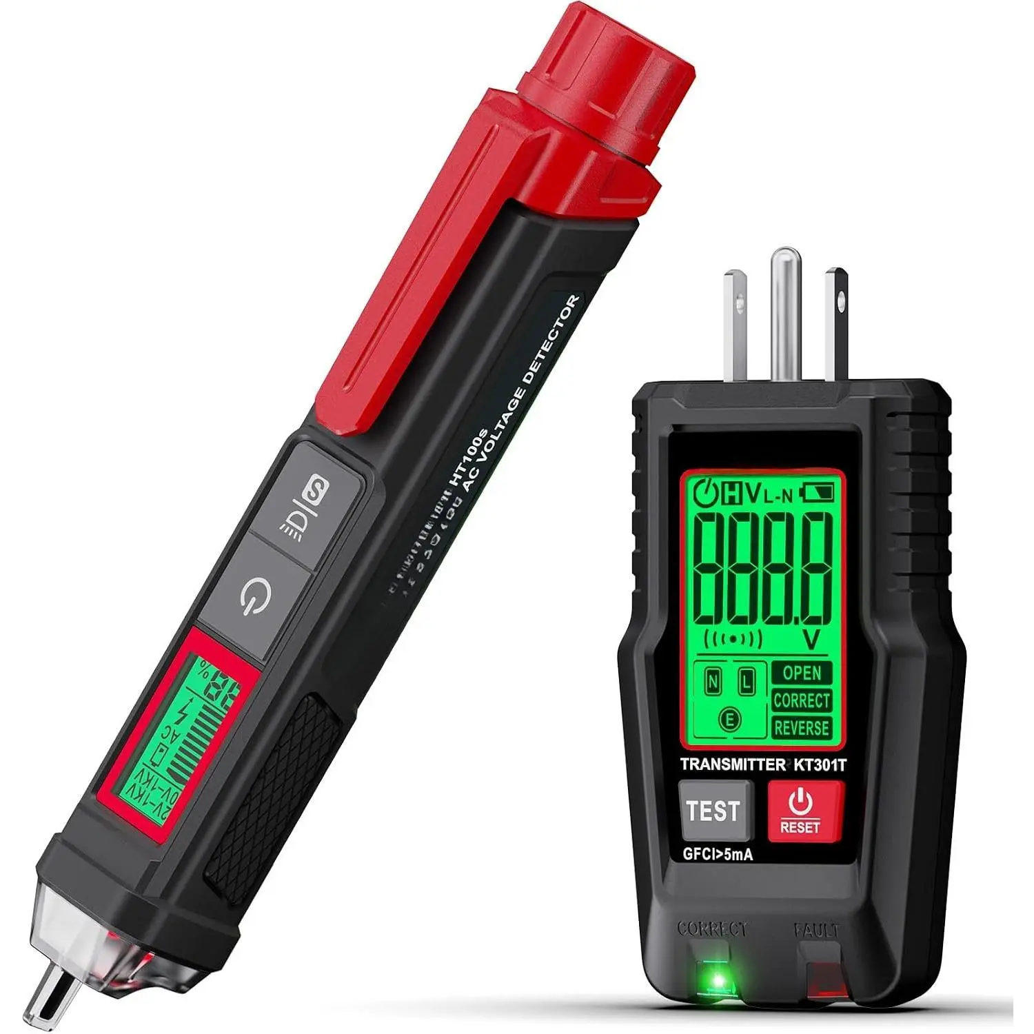 Electrical Test Kit, Non-Contact  Tester and GFCI Outlet Tester with LCD Display, Wiring Fault Checker, Outlet Tester Kit for Electrician, DIY, 2-