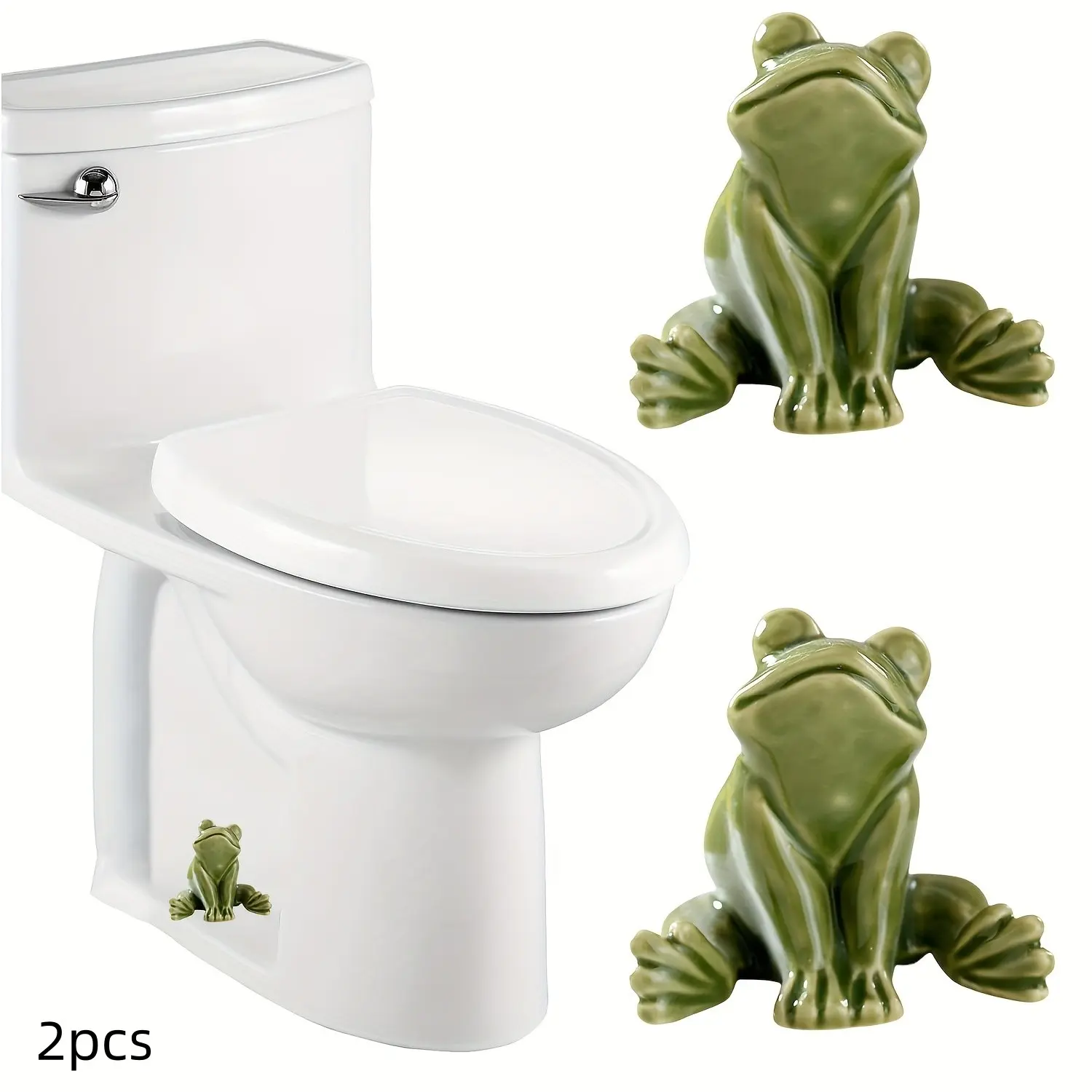 Two-Piece Ceramic Toilet Bolt Covers, Frog Design, Easy Installation, Enhance Bathroom Decor, Perfect for Toilet Bolts, Toilet Screw Caps, Bathroom Gadgets