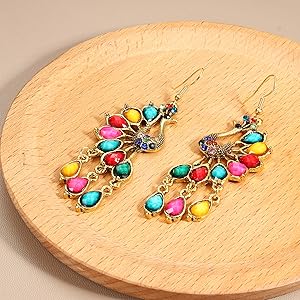 Sanfenly 9 Pairs Bohemian Earrings Retro Rhinestone Earrings Sun and Moon Earrings Boho Jewelry Vintage Dangle Drop Earrings Set for Women