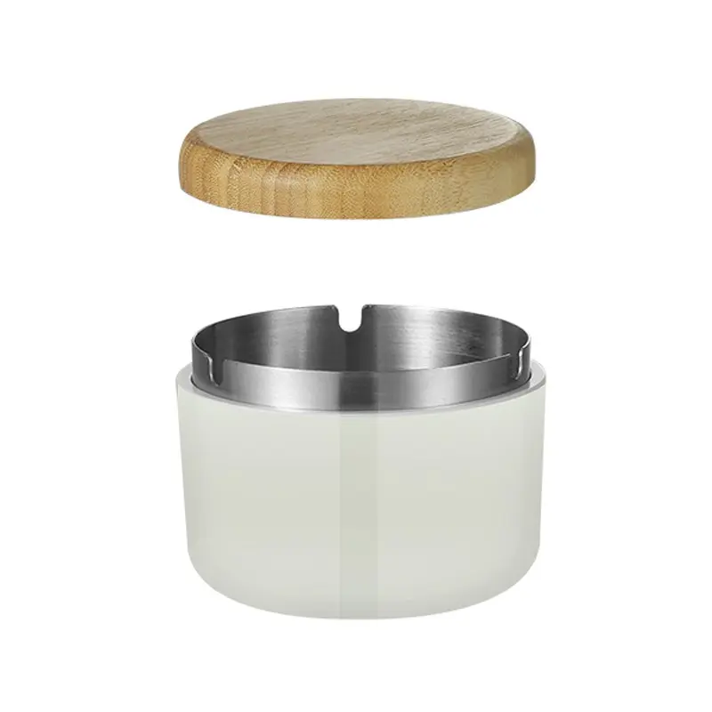 Stainless Steel Ashtray, Minimalist Anti-Ash Flying & Deep Design, Shatterproof Ash Container with Cover, Ideal for Patio Bar Smoker