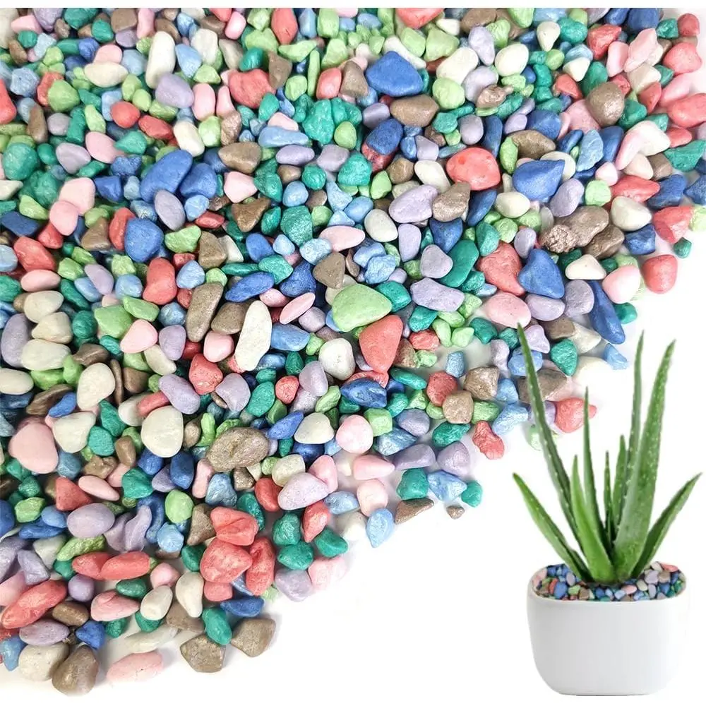 0.88 LB 3-5mm Polished Colored Pea Gravel - Smooth Surface Soil Cover for Succulent Cactus, Indoor Use Aquarium, Fairy Garden Terrarium Vase Filler & Arts Crafts, Modern