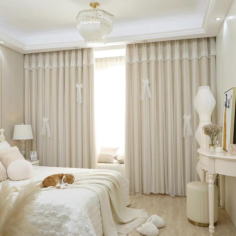 Double Layer Curtain, 2 Counts/set Modern Simple Solid Color Curtain, Window Drapes for Home Living Room Bedroom Decor