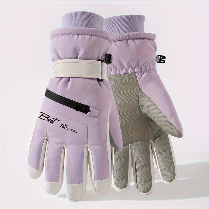 Ski gloves for women, warm and insulated, touchscreen compatible, waterproof, suitable for cycling, outdoor activities, and snow sports; also available for men, windproof, and with thickened fleece lining for winter use.