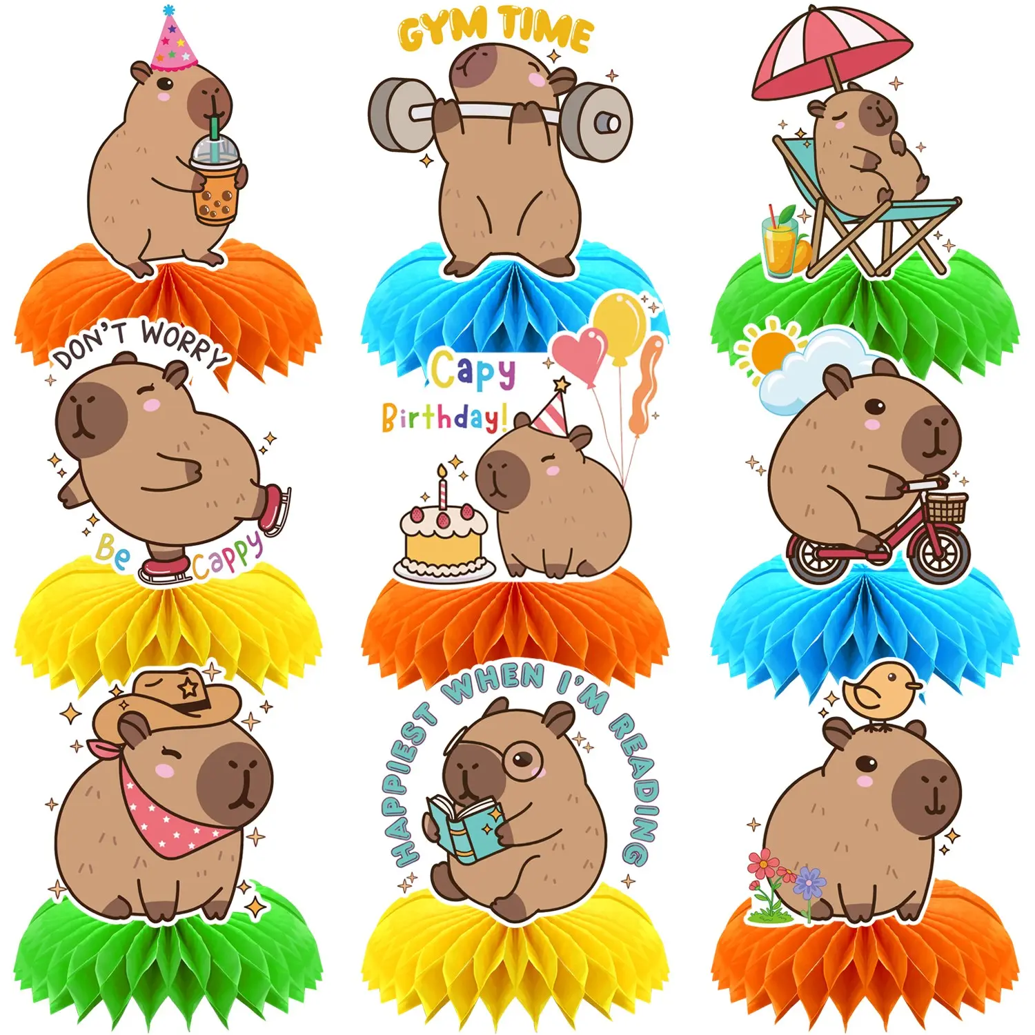 9Pcs Capybara Birthday Centerpiece Decorations Table Decorations for Boy and Girl Birthday Party Decorations Baby Shower Birthday Party Supplier Party Decoration Supplies