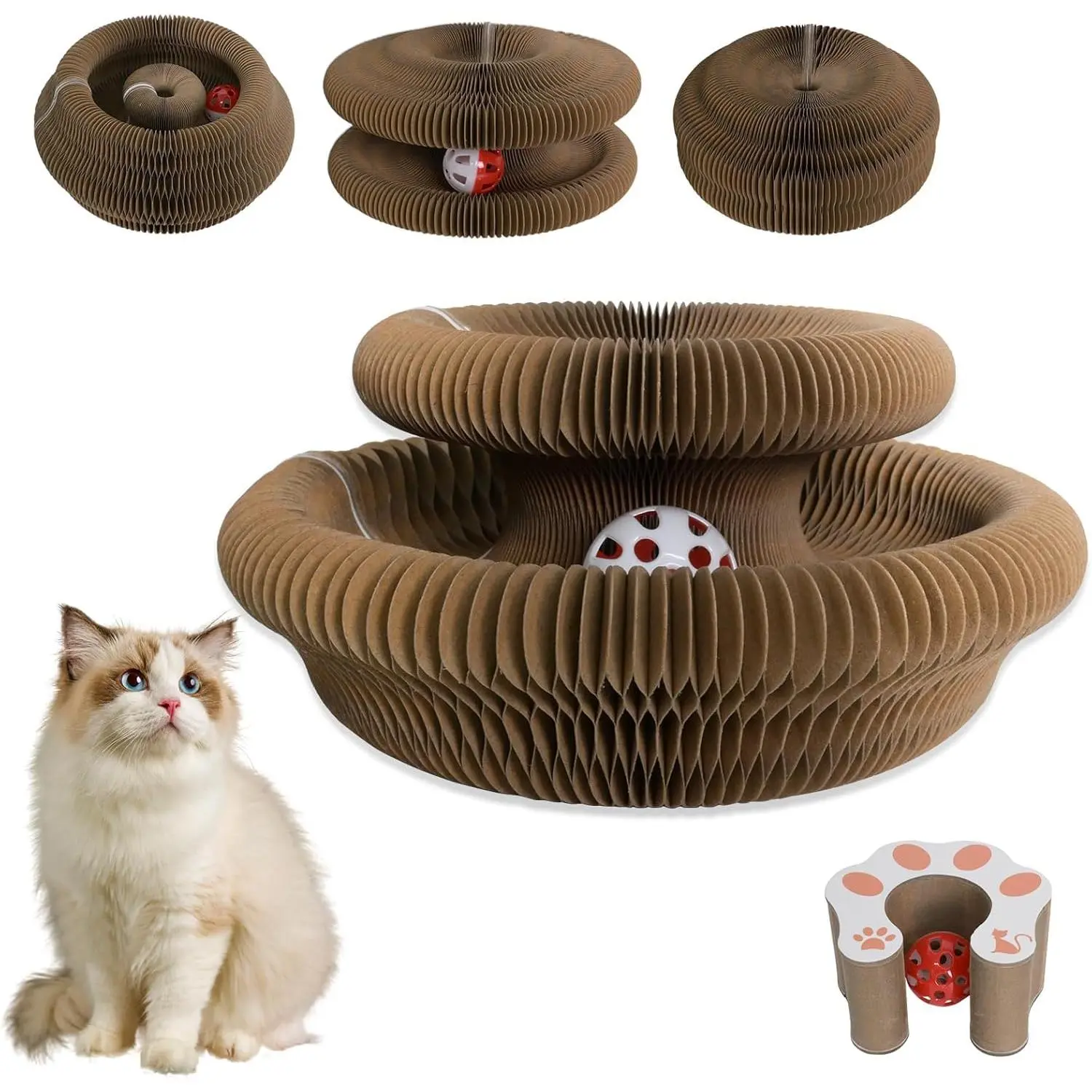 Cat Toy,Cat Scratchers Indoor Cats,Foldable Magic Organ Cat Scratcher,Interactive Accordion Cardboard Cat Scratch Pad,Cat Toy Interactive Indoor Cats Boredom Relief