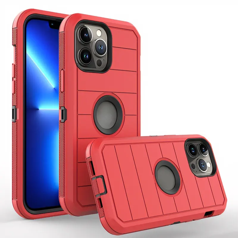 Military-Grade 2-in-1 Dual-Layer Protective Phone Case for iPhone 17/16/15/14/13 Pro Max, Heavy-Duty Shockproof Anti-Drop Shell, Non-Slip Textured Side Grips, Detachable Portable Ring Kickstand, Ideal for Daily Commute & Outdoor Use, Kickstand Clip, Pc+Tp