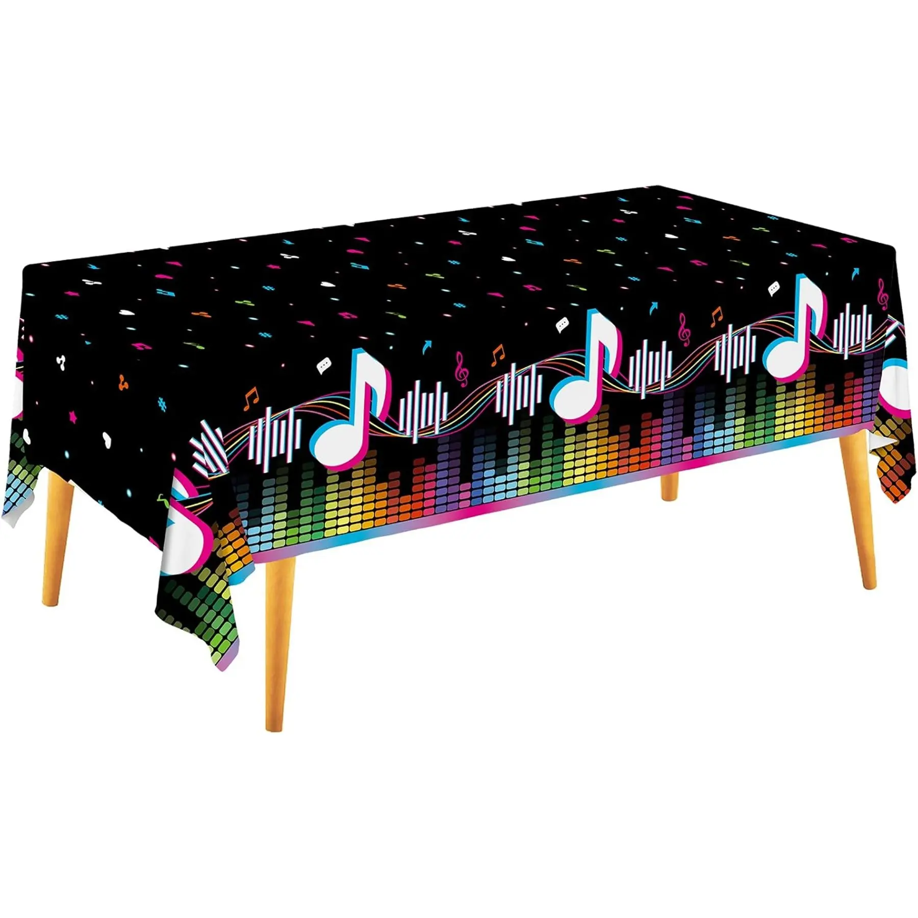 2D Flat Party Tablecloth 1pc, Music Theme Birthday Party Polyester Tablecloth, No Power Required, Perfect for Celebrations