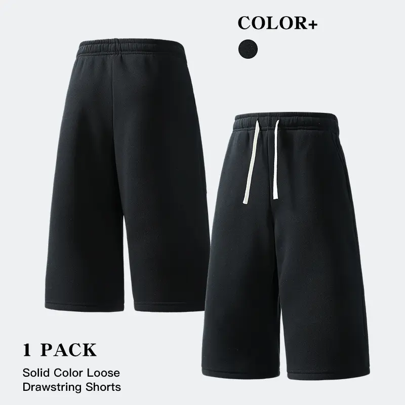 Men's Essential Plain Polyester Casual Sweatshorts, Menswear Mid-Waist Elastic Drawcord Lounge Shorts with Pockets