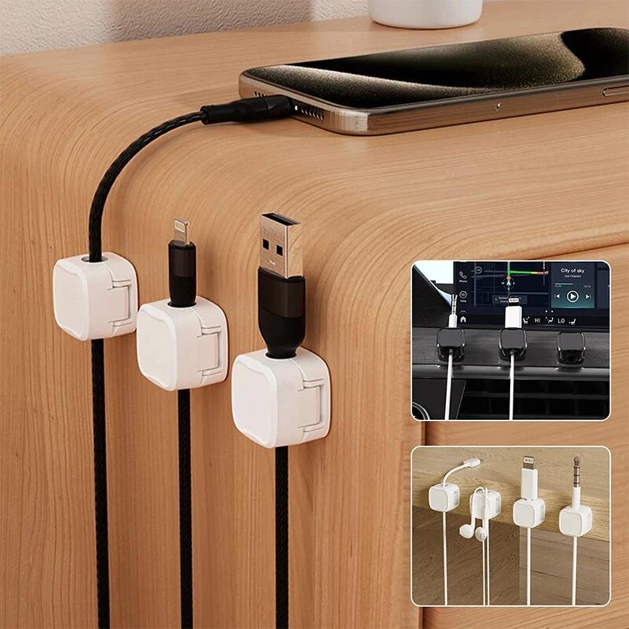 Magnetic Cable Clip, 3 Counts Cable Smooth Adjustable Cord Holder, Under Desk Cable Management Wire Keeper, Cable Organizer Holder