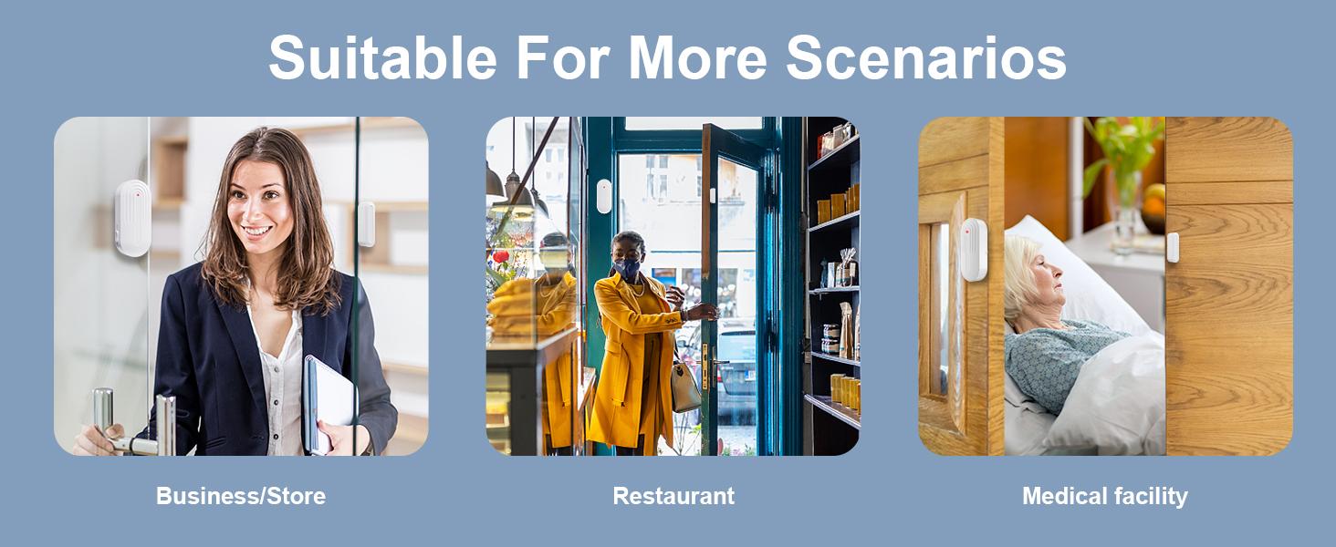 Door Chime,SanJie Wireless Door Sensor Chime When Door Opens,Door Entry Alarm Chime for Business/Home/Kids,500 FT Range,26 Chimes 5 Adjustable Volume, 2 Sensors + 1 Receivers