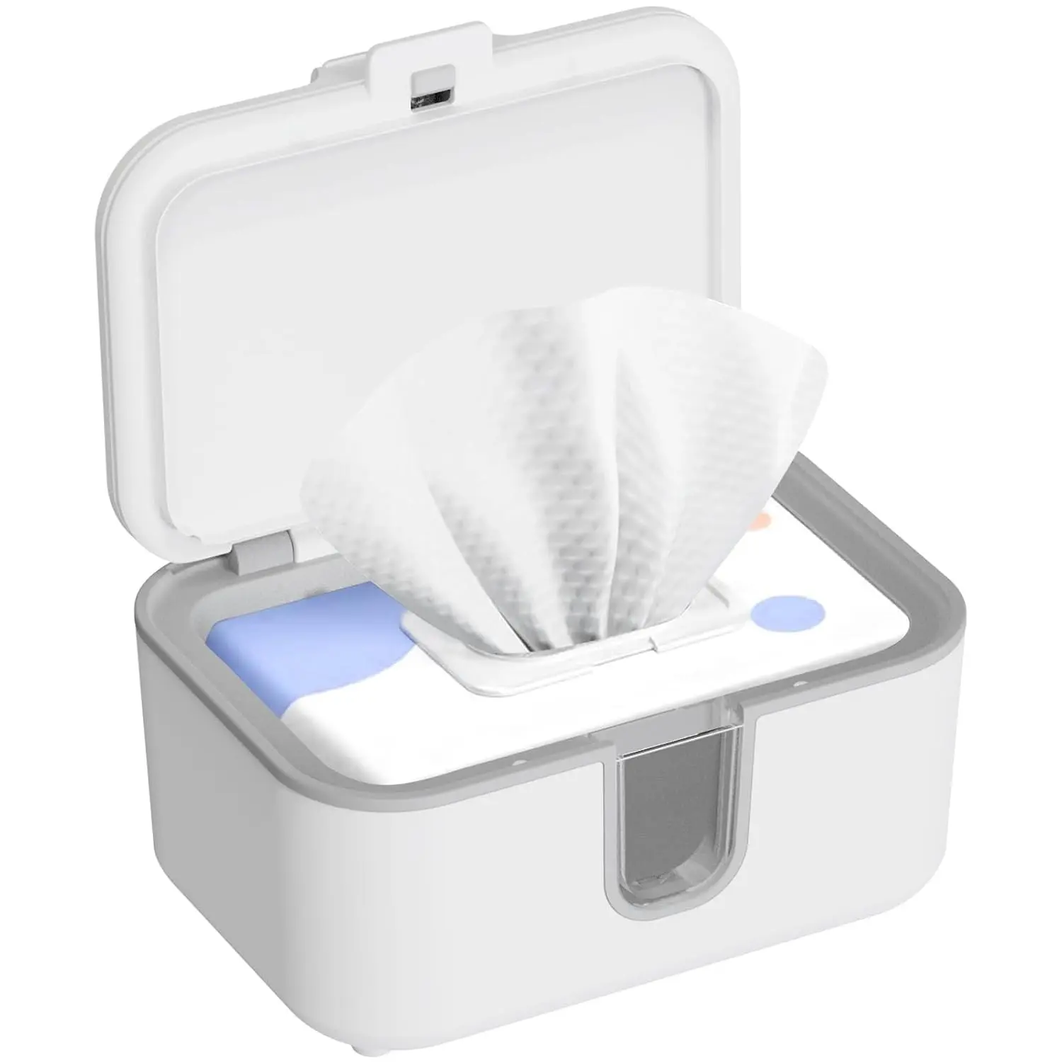 Larger Capacity Baby Wipes Warmer Dispenser, Even Heating Diaper Wipe Warmer with Night Light & On/Off Switch, White