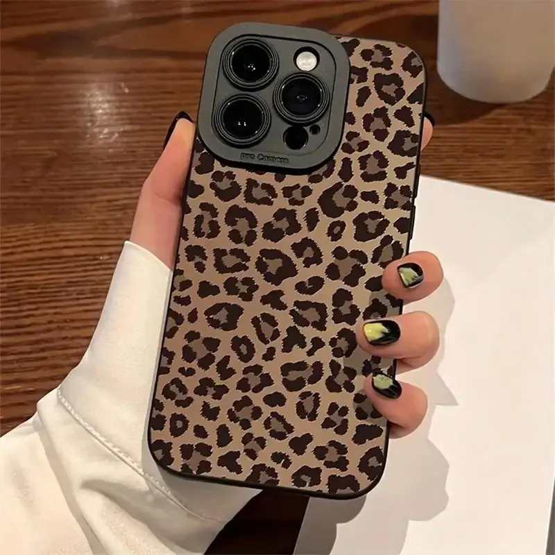 Fashion Leopard-print Pattern Durable Phone Case Protector, Anti-drop Cellphone Protective Case, Total Protective Shockproof Mobile Phone Cover Accessories Casing for iPhone 11 12 13 14 15 16 17 Pro Max/Pro/Plus