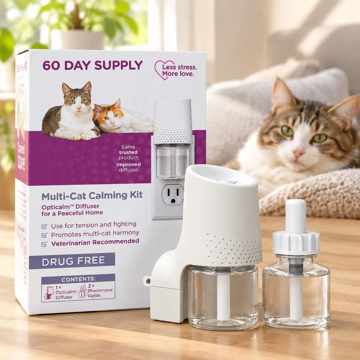 Multi Cat Calming 1 Room Bonus Kit, 1 Diffuser & 2 RefillsGift