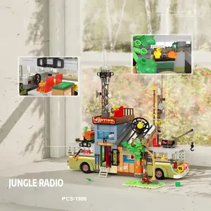 1386pcs+ High Difficulty Jungle Radio Micro Building Blocks Model, 2.5 Tiny Particle Bricks, Room Decor Ideas Valentine's Day/Easter Day/ New Years Gift