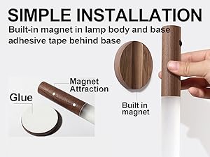 Wooden Motion Sensor Night Lights, Magnet Body Hallway Lamp, Rechargeable LED Wall Sconces, Portable for Stairway Bedroom, Battery Powered (White Ash Wood 2PC)